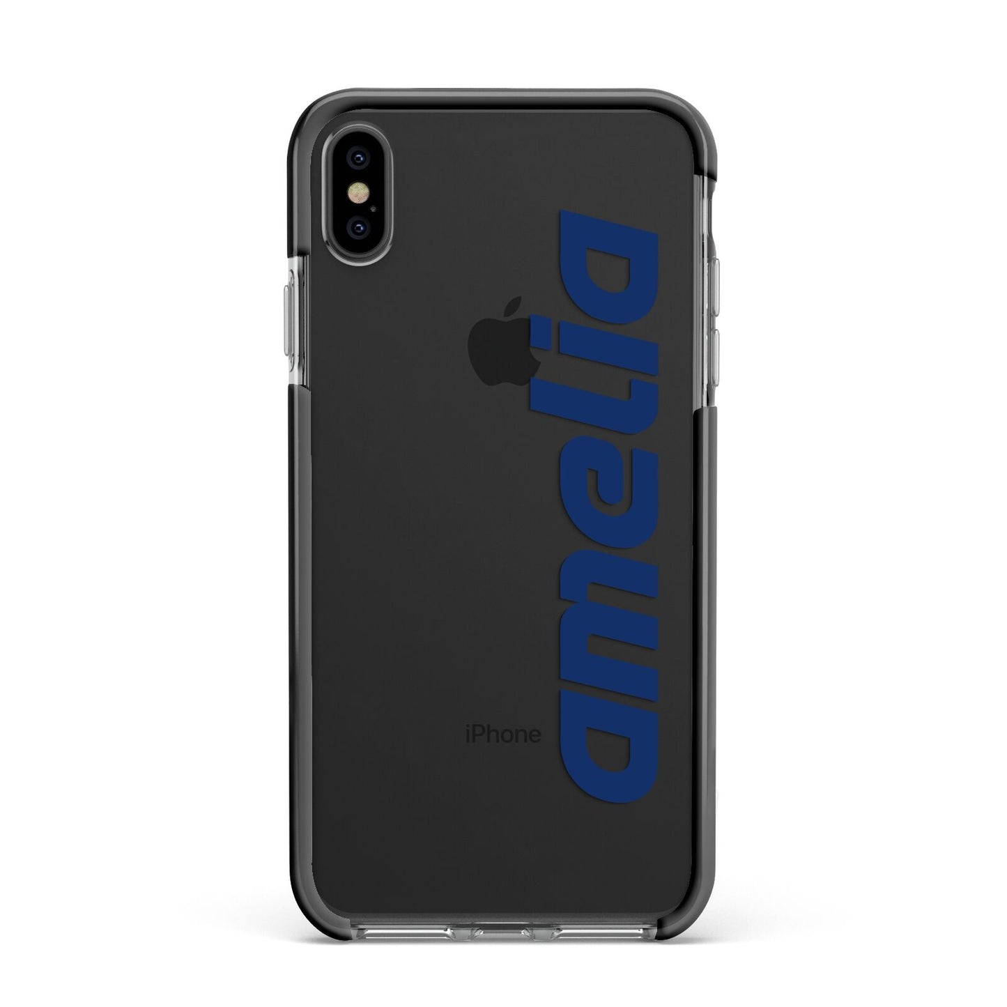 Custom Sci Fi Text Apple iPhone Xs Max Impact Case Black Edge on Black Phone