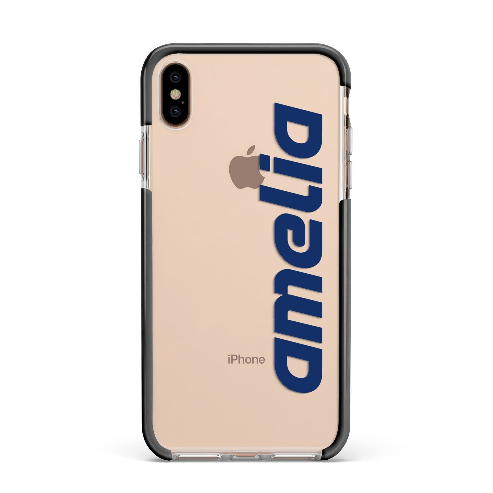 Custom Sci Fi Text Apple iPhone Xs Max Impact Case Black Edge on Gold Phone