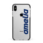 Custom Sci Fi Text Apple iPhone Xs Max Impact Case Black Edge on Silver Phone