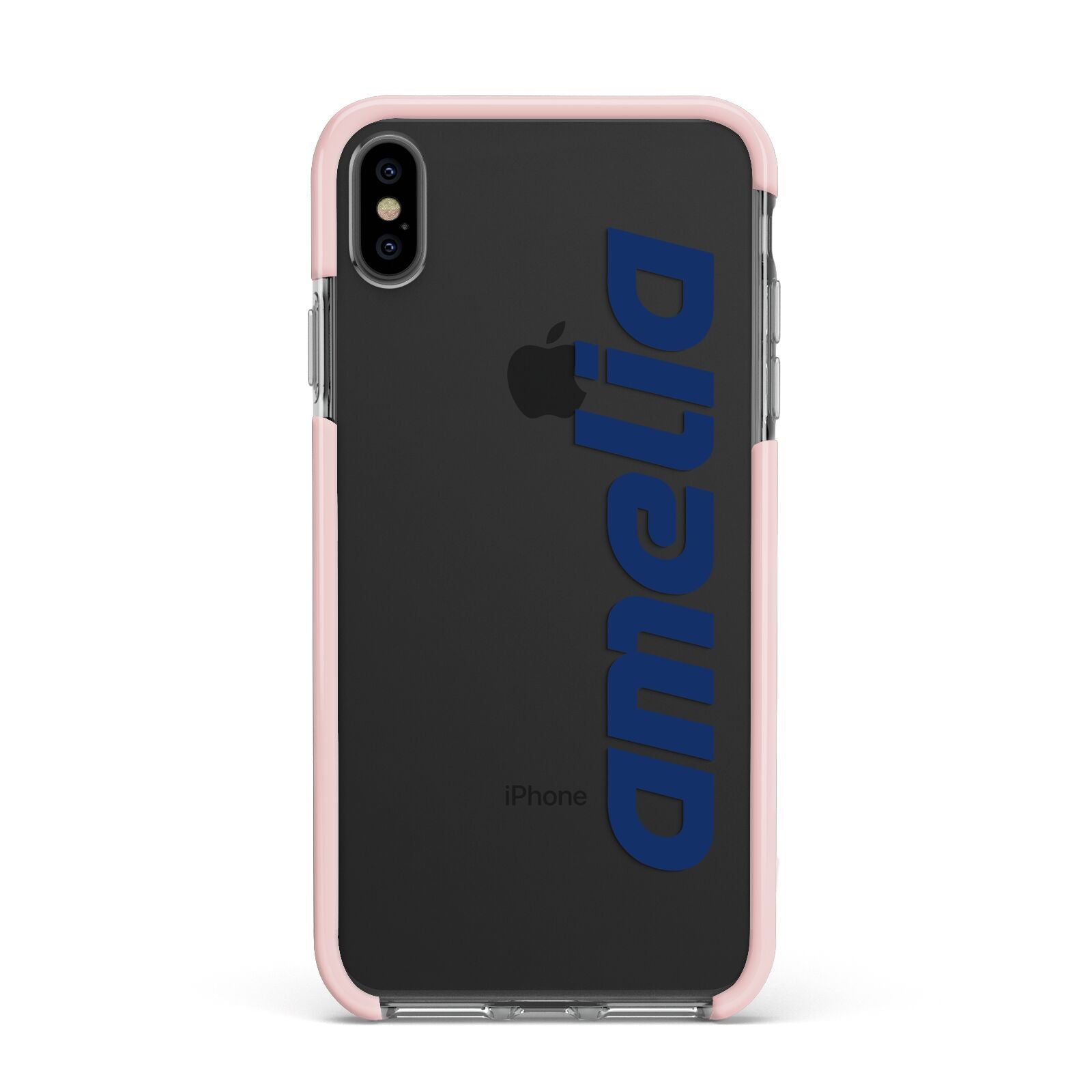 Custom Sci Fi Text Apple iPhone Xs Max Impact Case Pink Edge on Black Phone