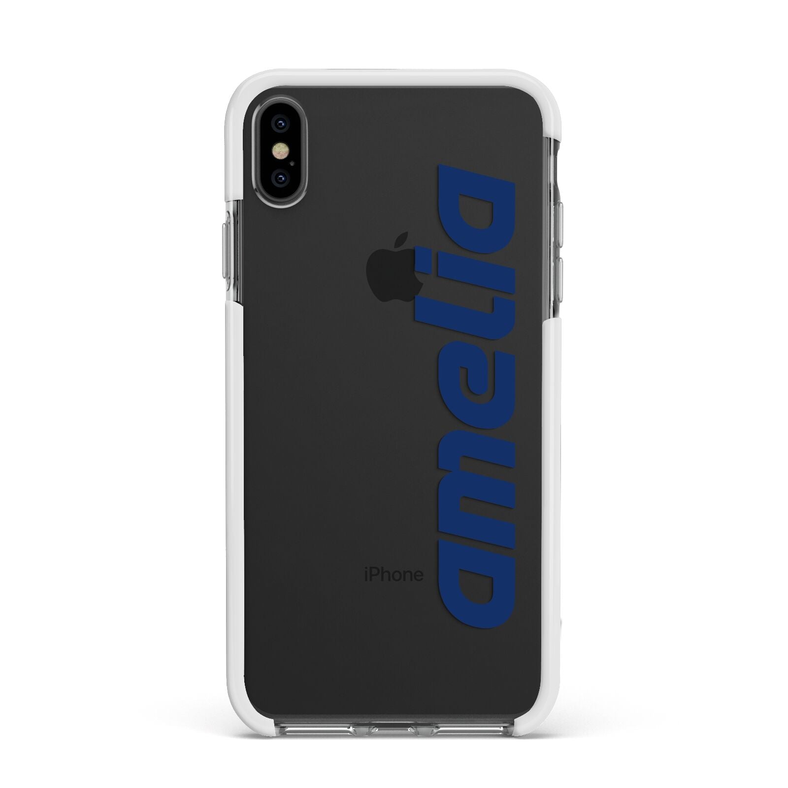 Custom Sci Fi Text Apple iPhone Xs Max Impact Case White Edge on Black Phone
