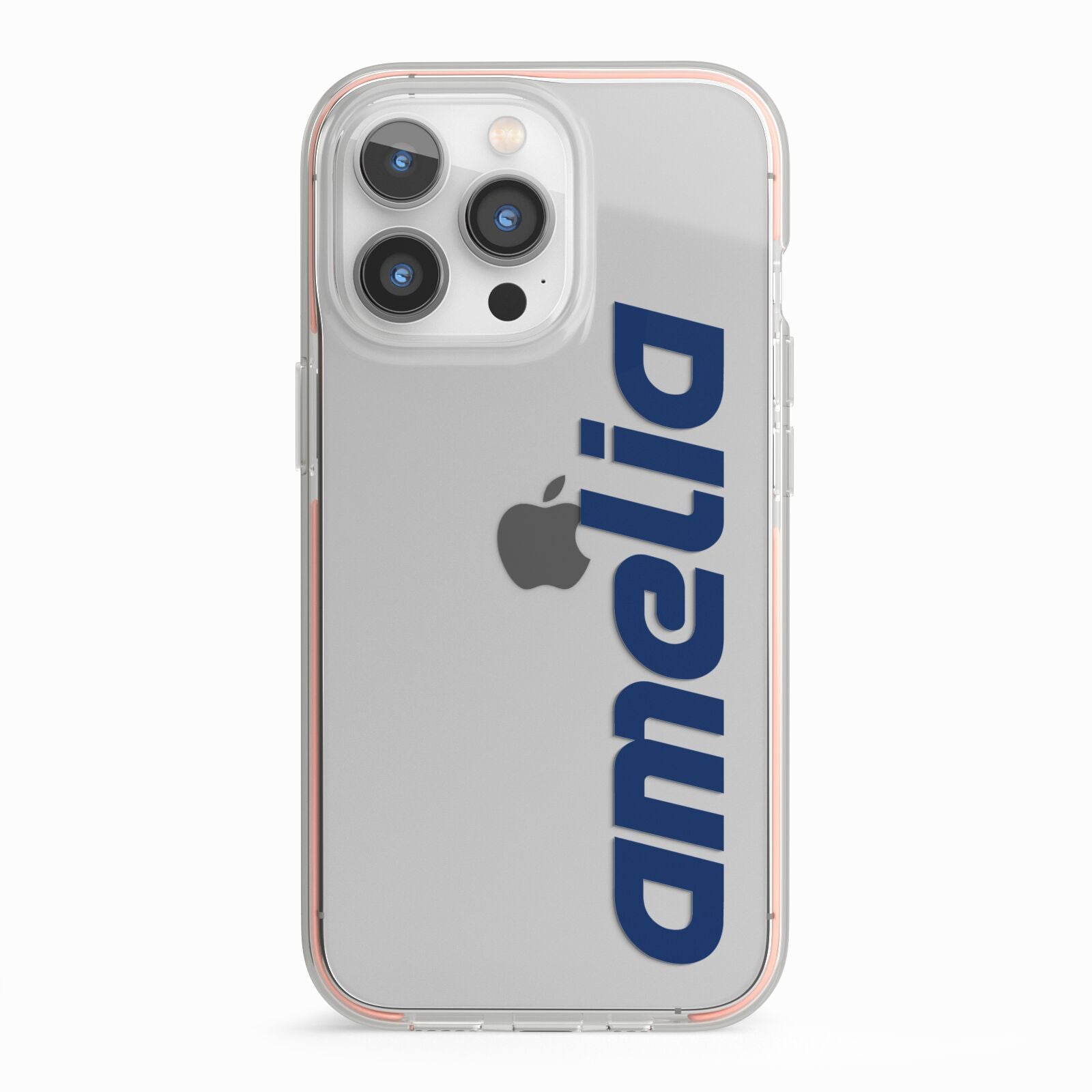 Custom Sci Fi Text iPhone 13 Pro TPU Impact Case with Pink Edges