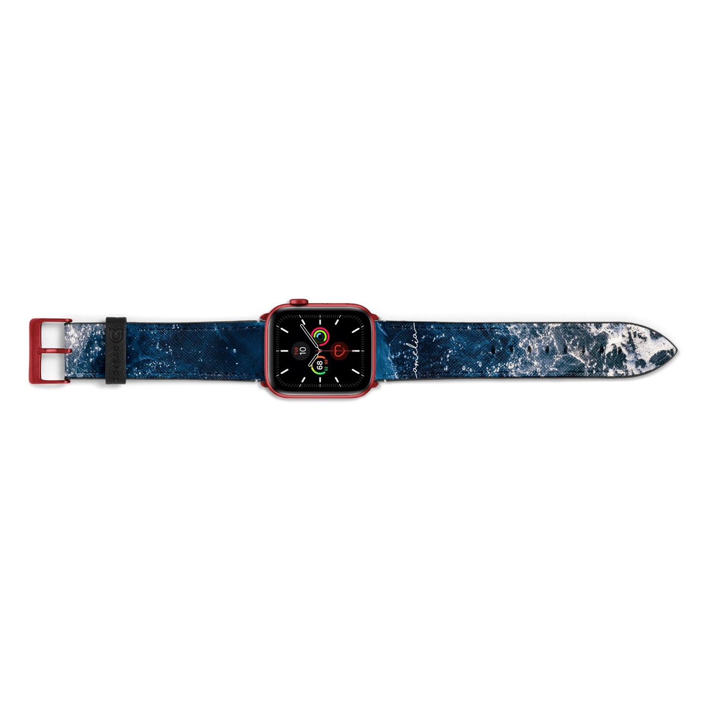 Custom Sea Apple Watch Strap Landscape Image Red Hardware