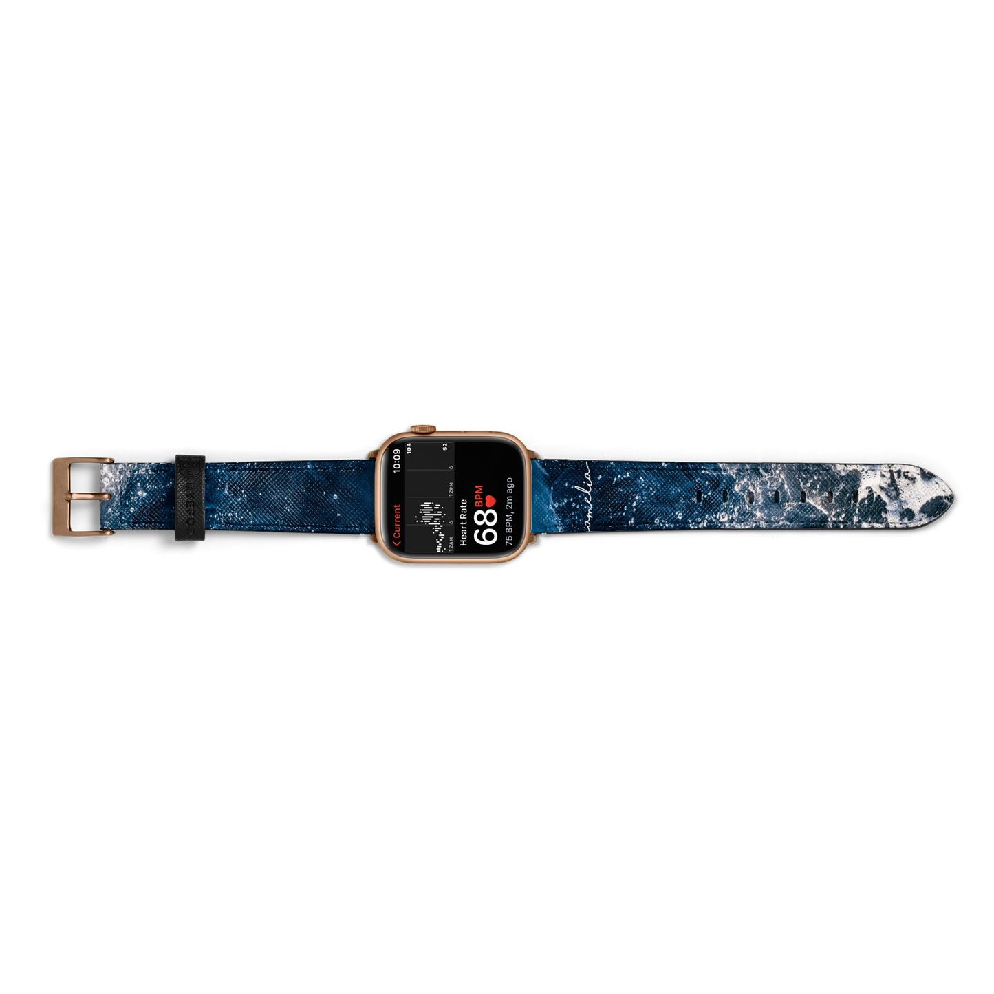 Custom Sea Apple Watch Strap Size 38mm Landscape Image Gold Hardware