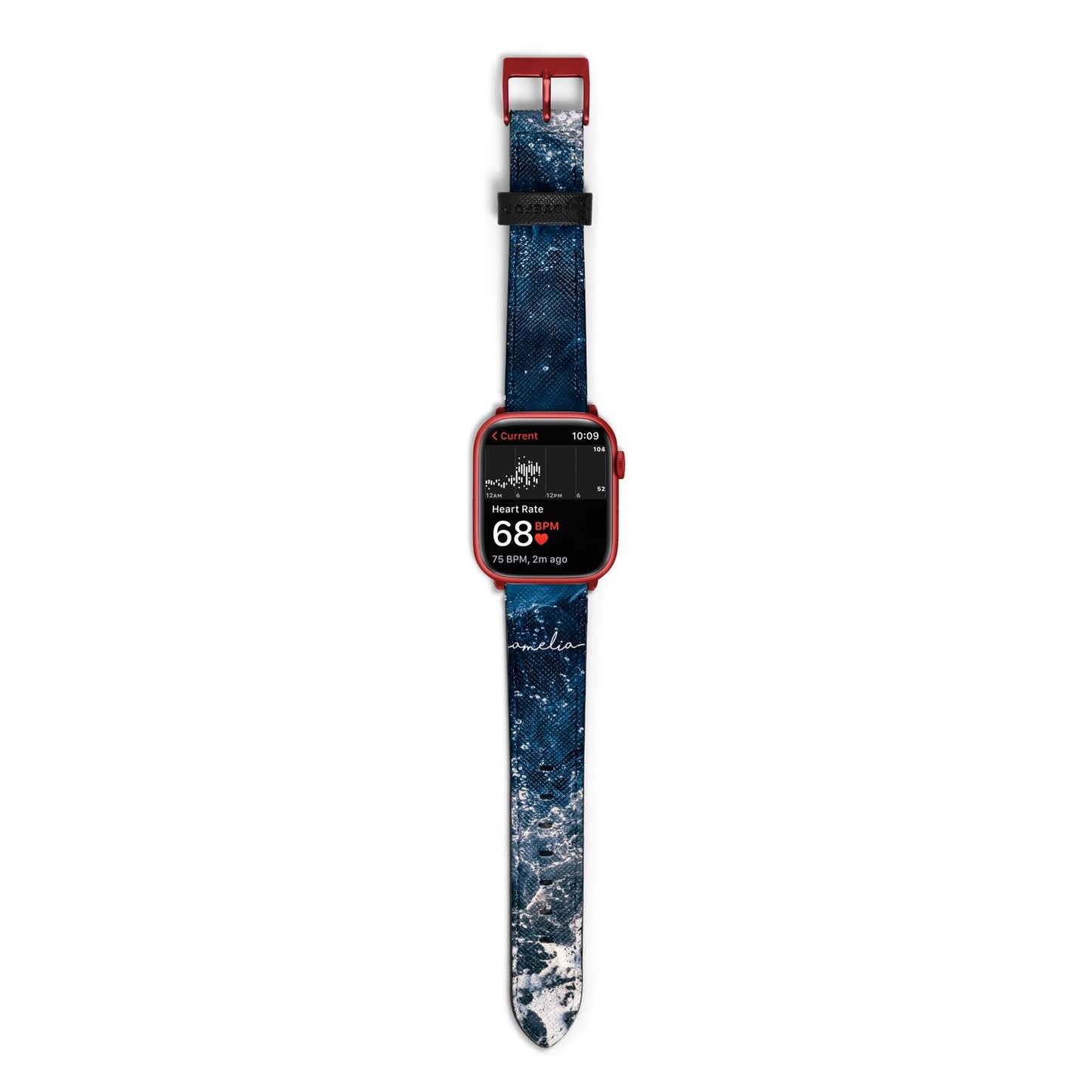 Custom Sea Apple Watch Strap Size 38mm with Red Hardware