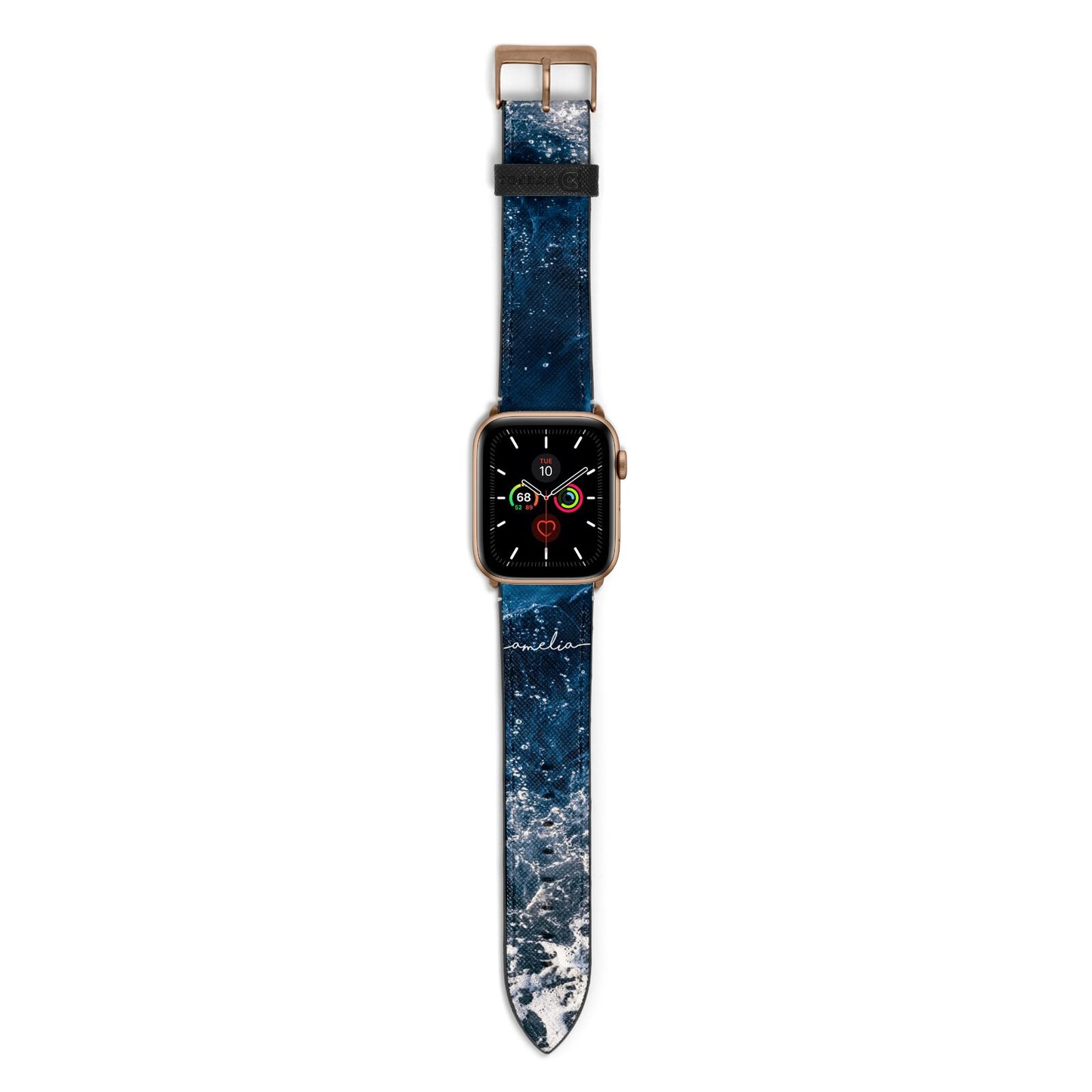 Custom Sea Apple Watch Strap with Gold Hardware