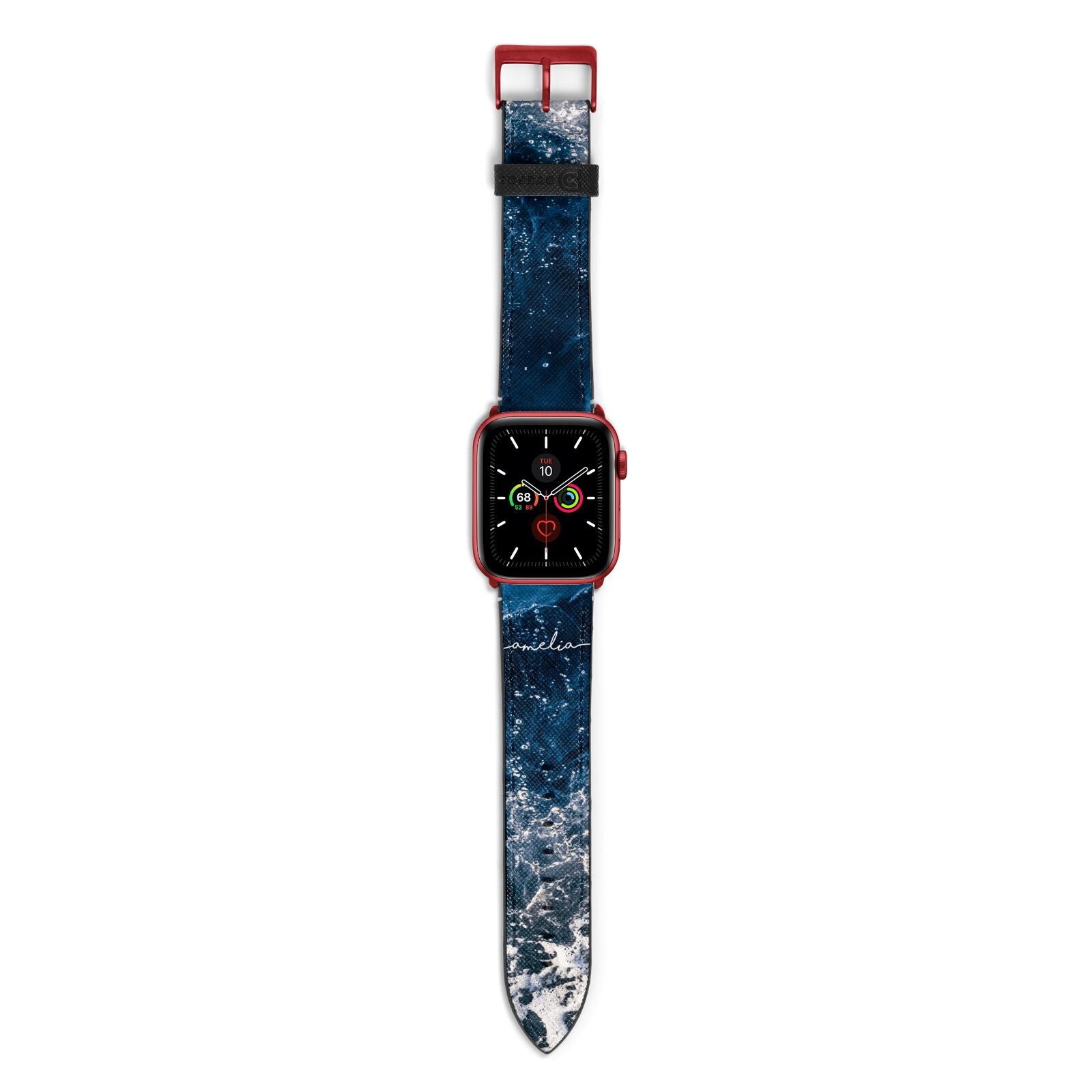 Custom Sea Apple Watch Strap with Red Hardware
