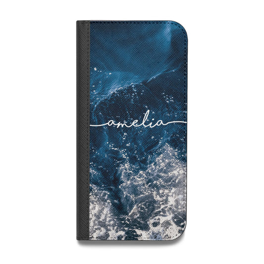 Custom Sea Vegan Leather Flip iPhone Case