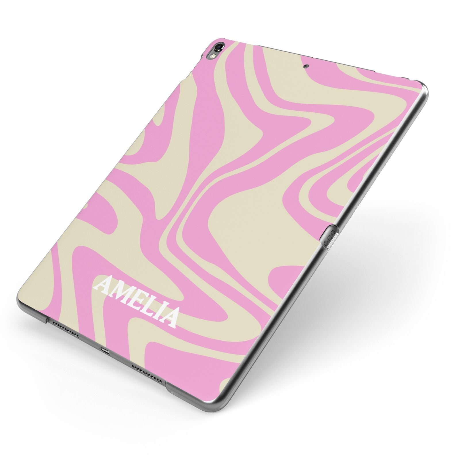 Custom Seventies Apple iPad Case on Grey iPad Side View