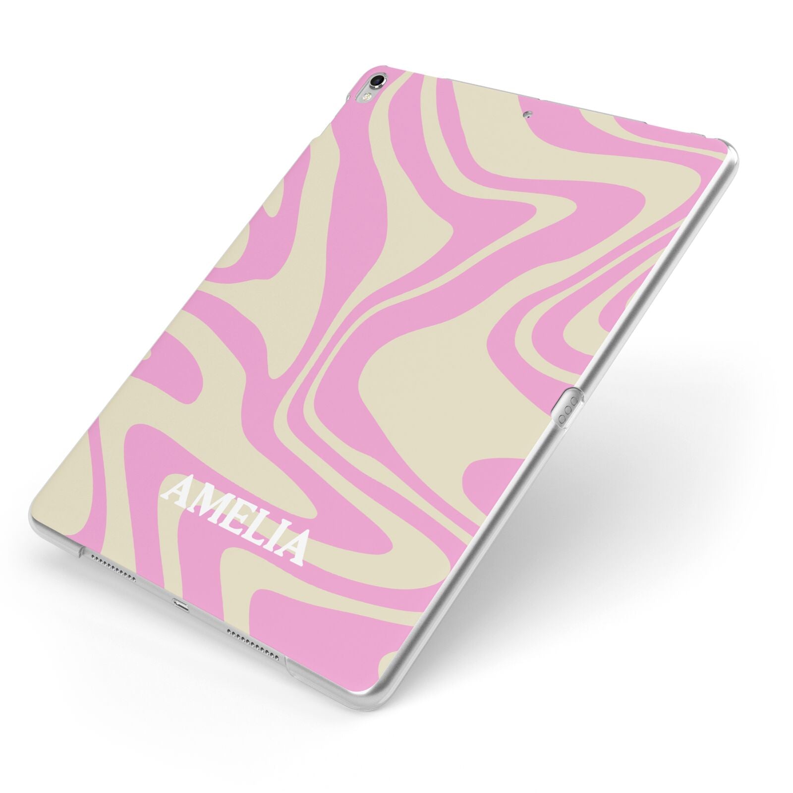 Custom Seventies Apple iPad Case on Silver iPad Side View