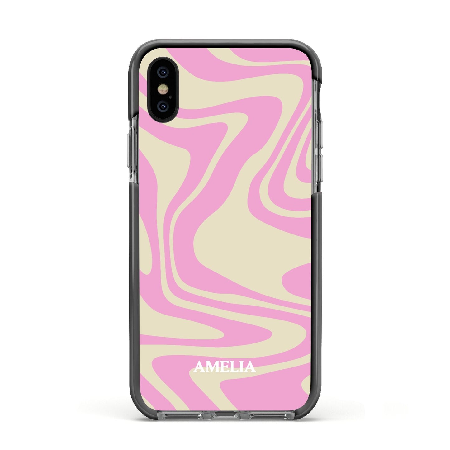 Custom Seventies Apple iPhone Xs Impact Case Black Edge on Black Phone