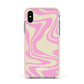 Custom Seventies Apple iPhone Xs Impact Case Pink Edge on Silver Phone