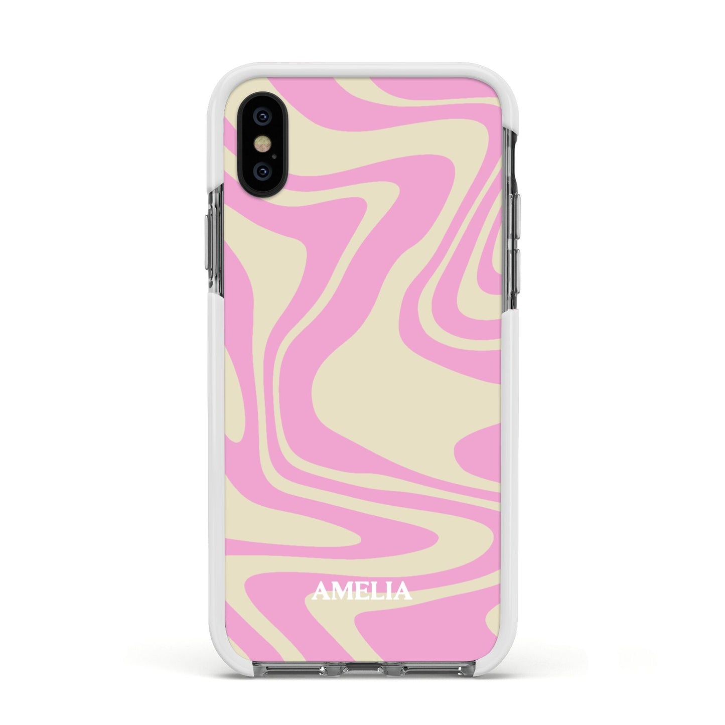 Custom Seventies Apple iPhone Xs Impact Case White Edge on Black Phone