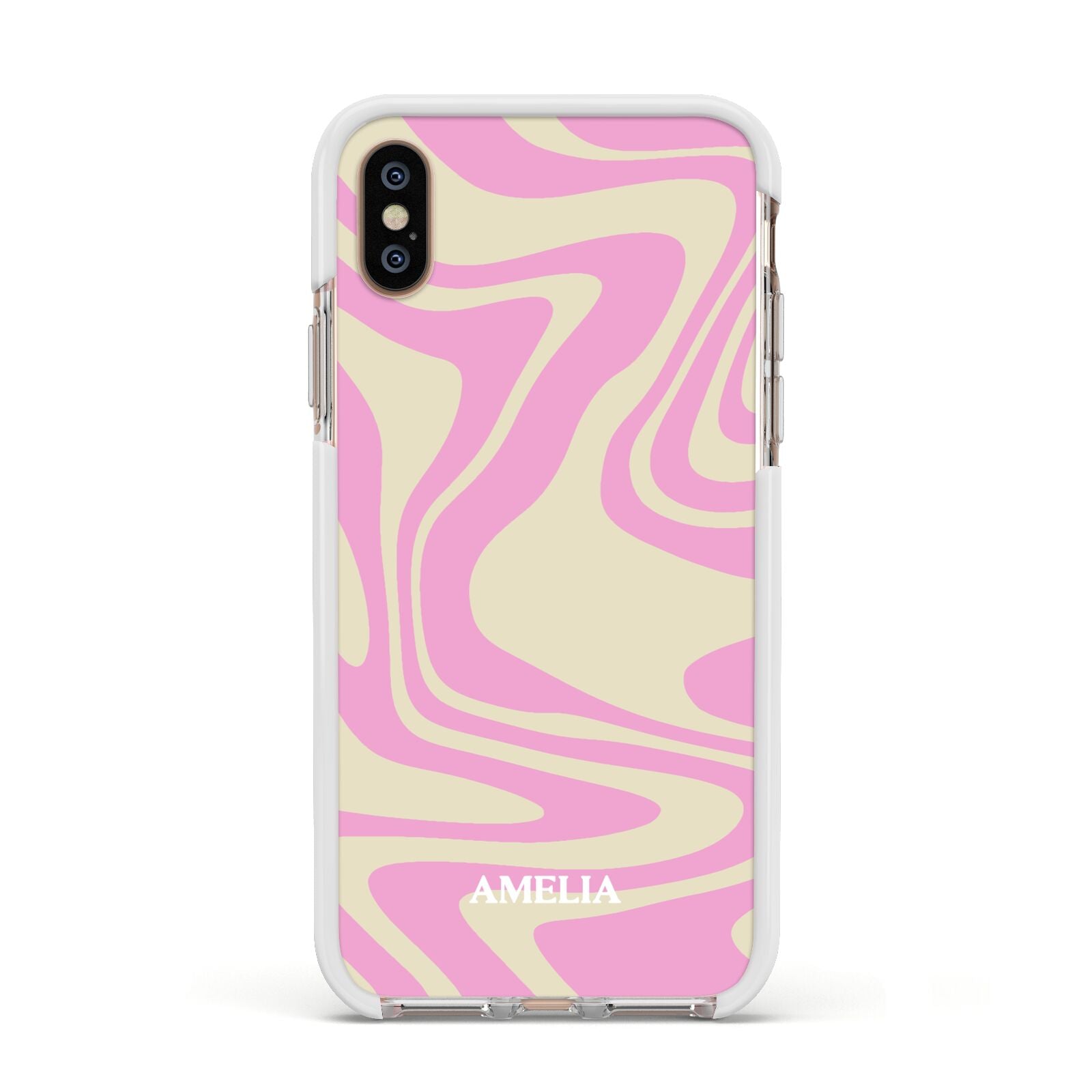 Custom Seventies Apple iPhone Xs Impact Case White Edge on Gold Phone