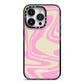 Custom Seventies iPhone 14 Pro Black Impact Case on Silver phone