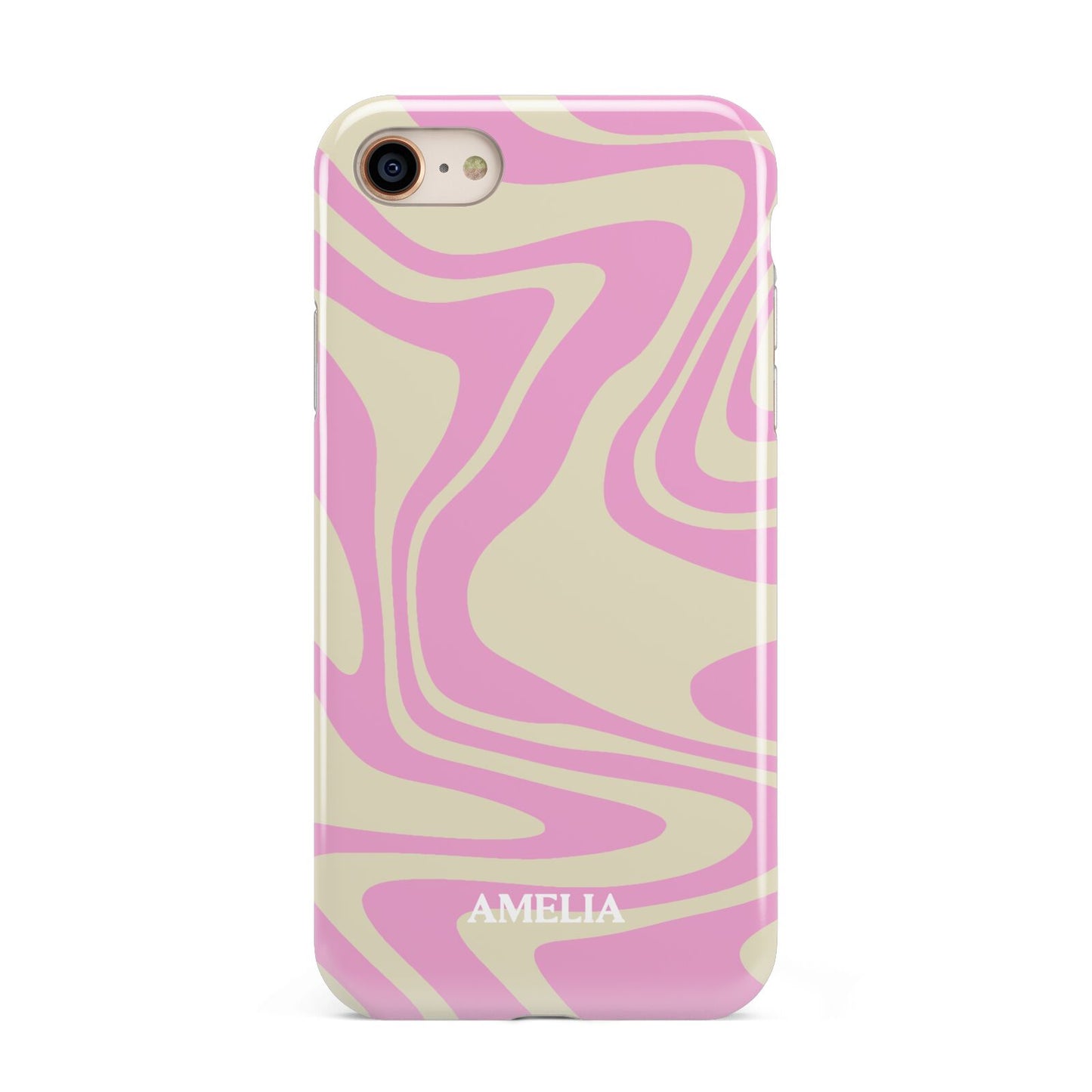 Custom Seventies iPhone 8 3D Tough Case on Gold Phone