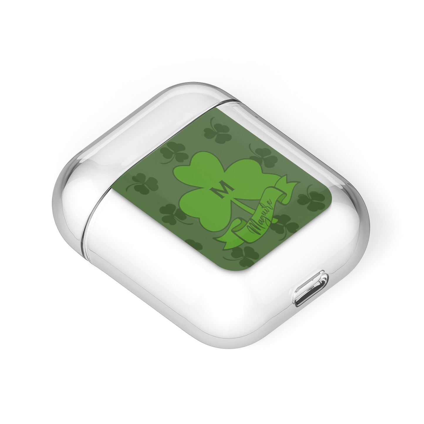 Custom Shamrock AirPods Case Laid Flat