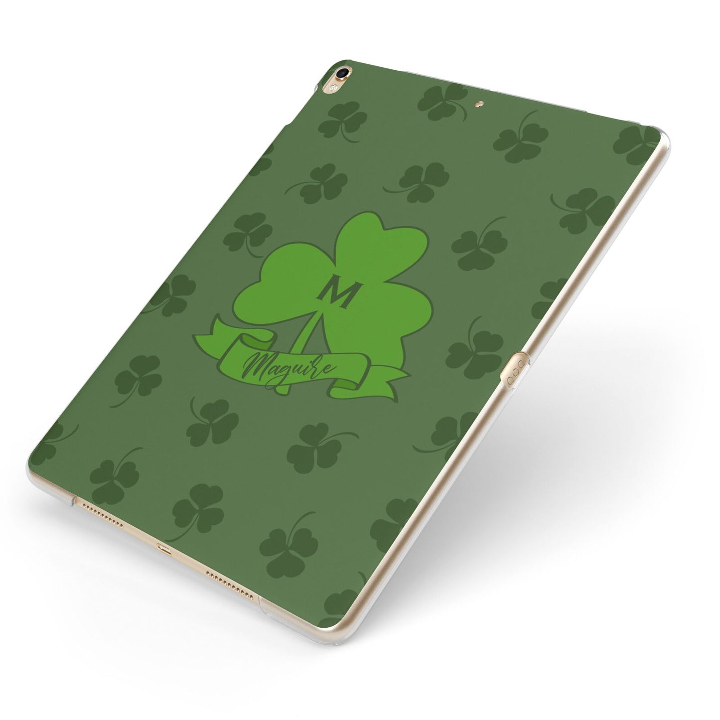 Custom Shamrock Apple iPad Case on Gold iPad Side View