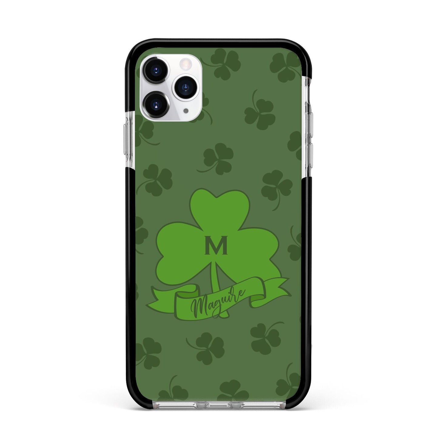 Custom Shamrock Apple iPhone 11 Pro Max in Silver with Black Impact Case