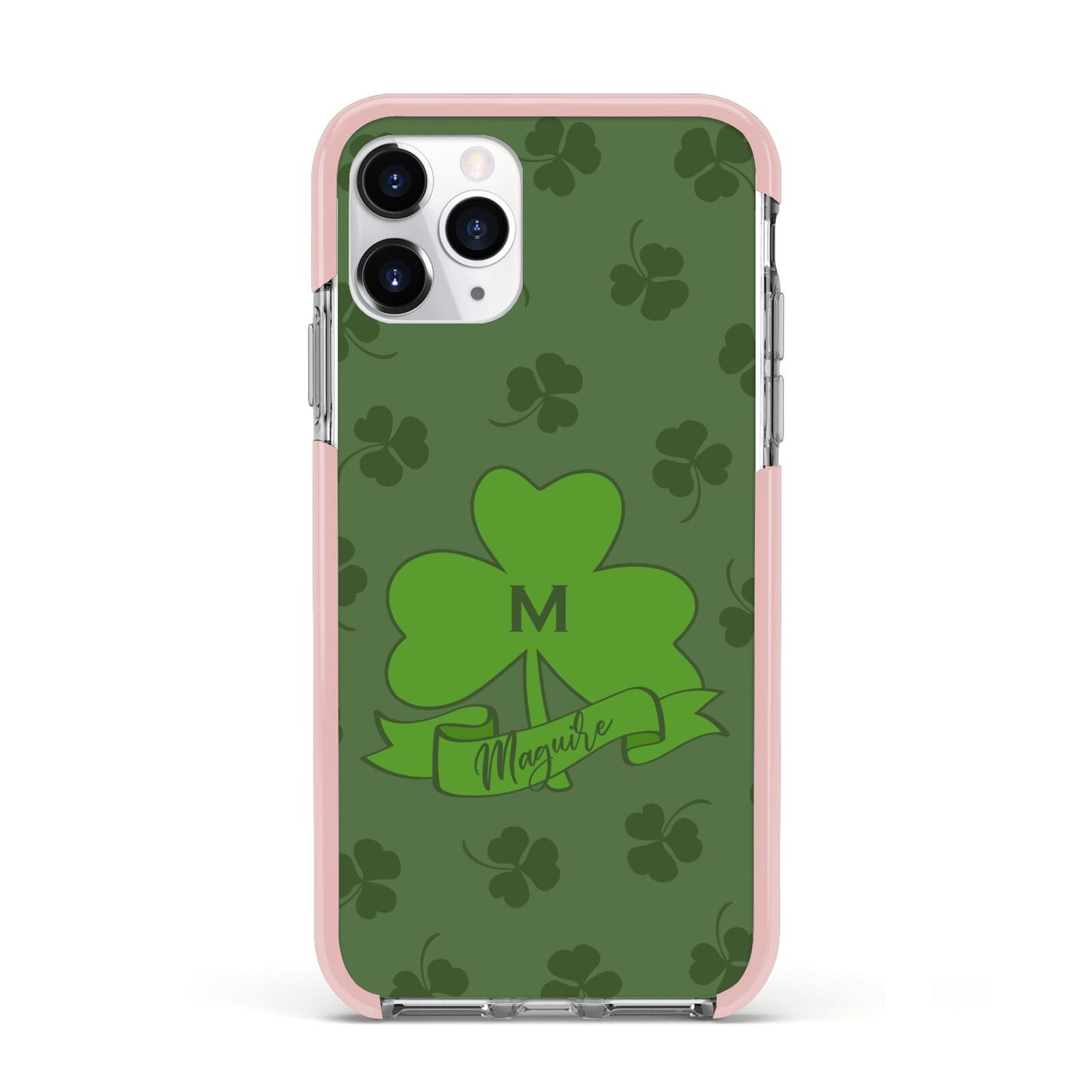 Custom Shamrock Apple iPhone 11 Pro in Silver with Pink Impact Case