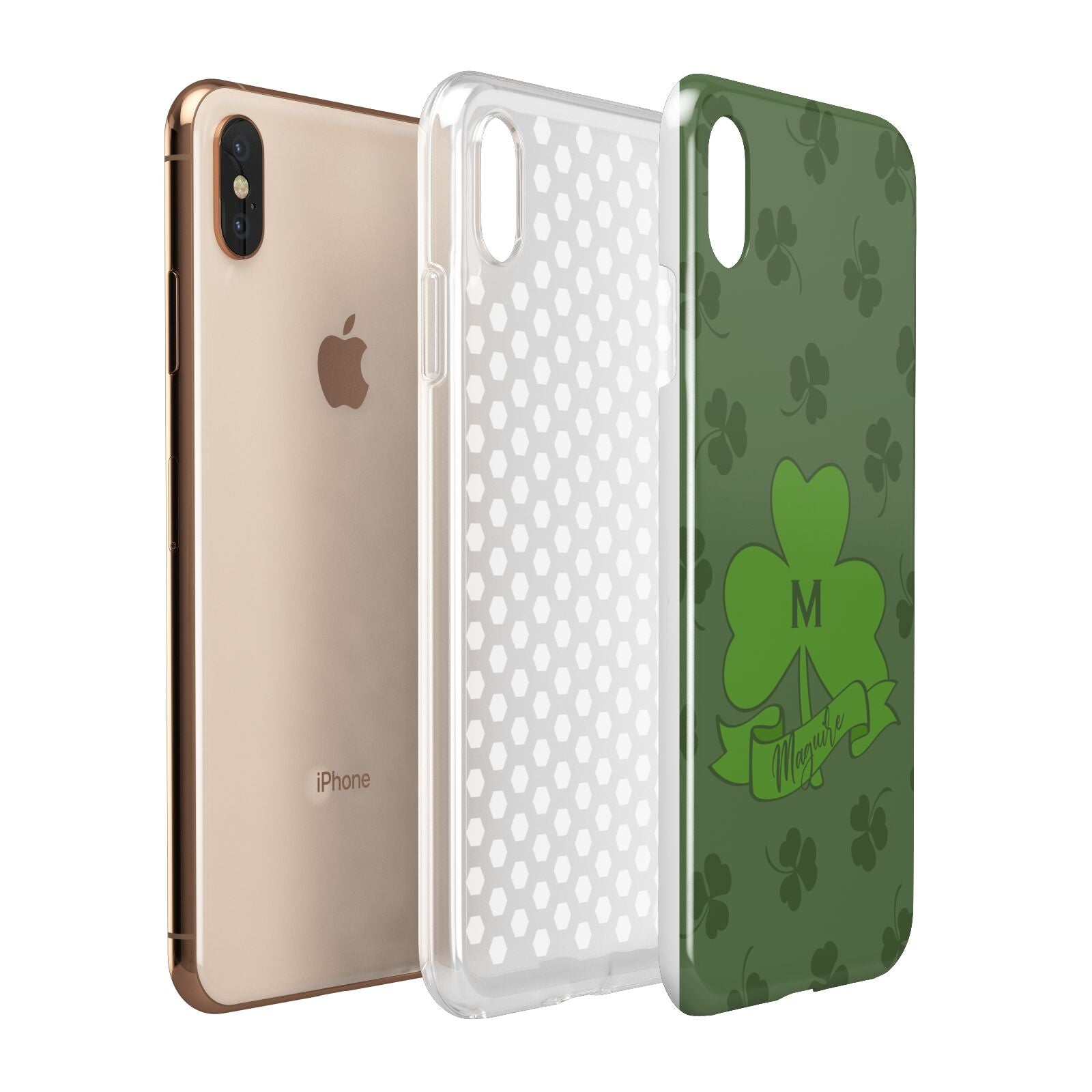 Custom Shamrock Apple iPhone Xs Max 3D Tough Case Expanded View