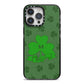Custom Shamrock iPhone 14 Pro Max Black Impact Case on Silver phone