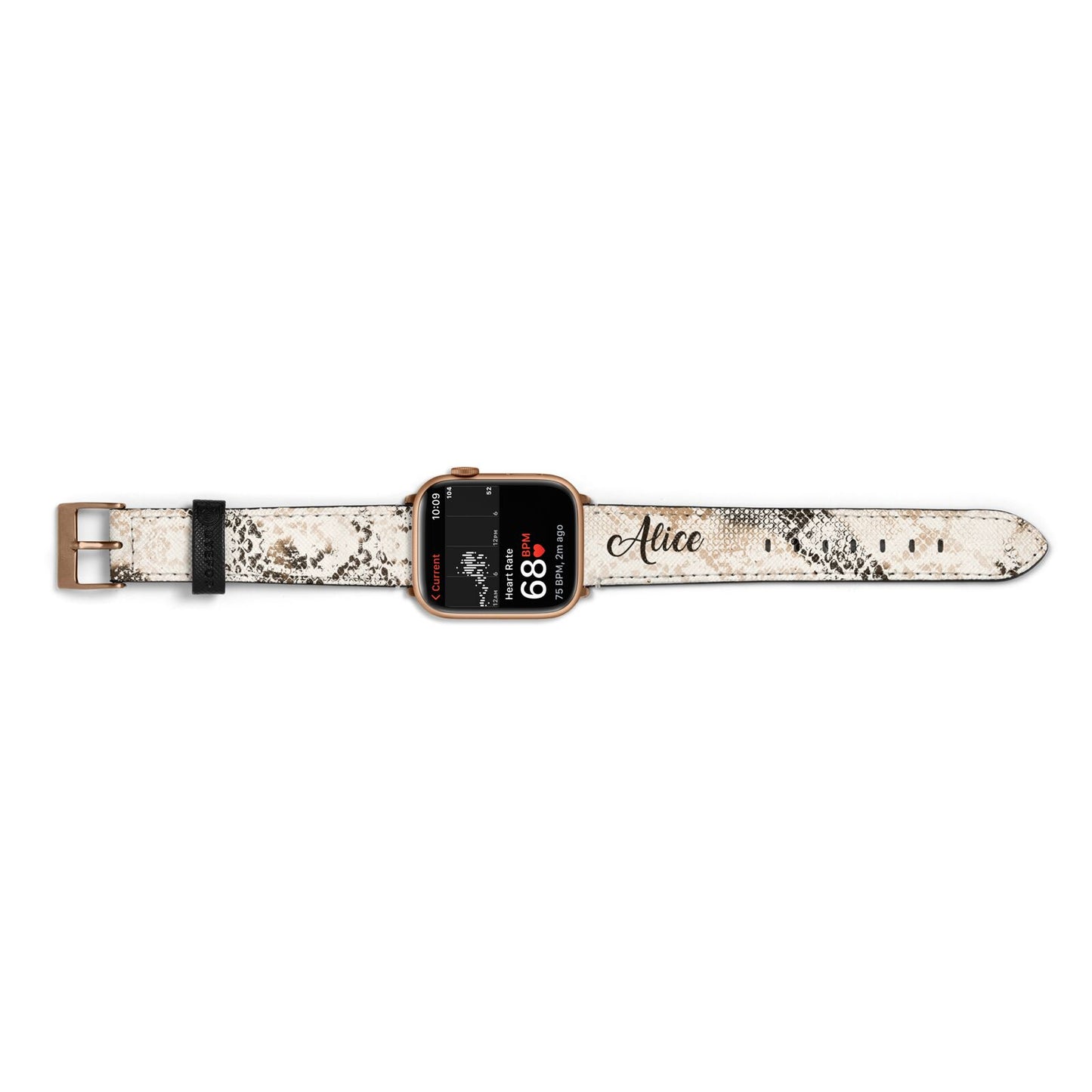 Custom Snakeskin Apple Watch Strap Size 38mm Landscape Image Gold Hardware