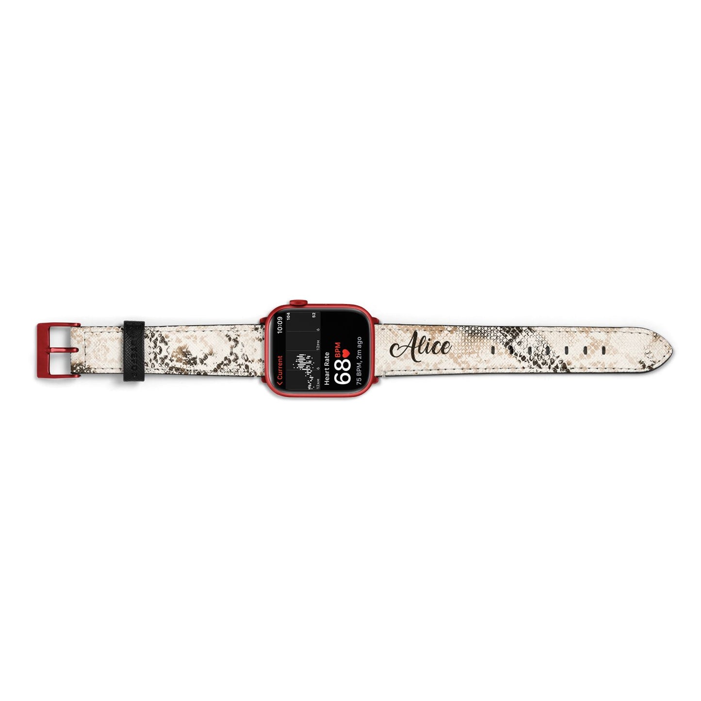 Custom Snakeskin Apple Watch Strap Size 38mm Landscape Image Red Hardware