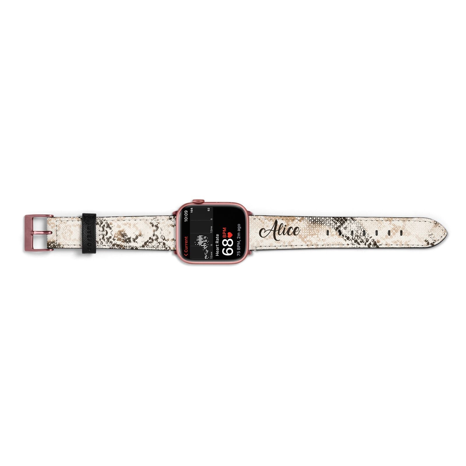 Custom Snakeskin Apple Watch Strap Size 38mm Landscape Image Rose Gold Hardware