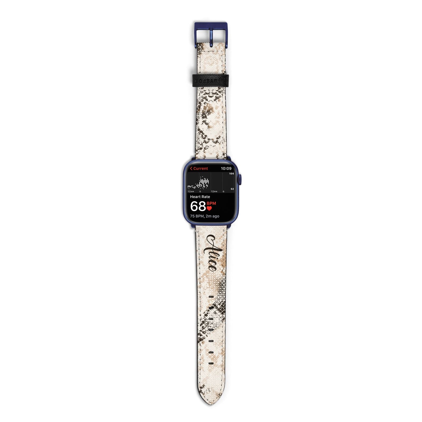 Custom Snakeskin Apple Watch Strap Size 38mm with Blue Hardware
