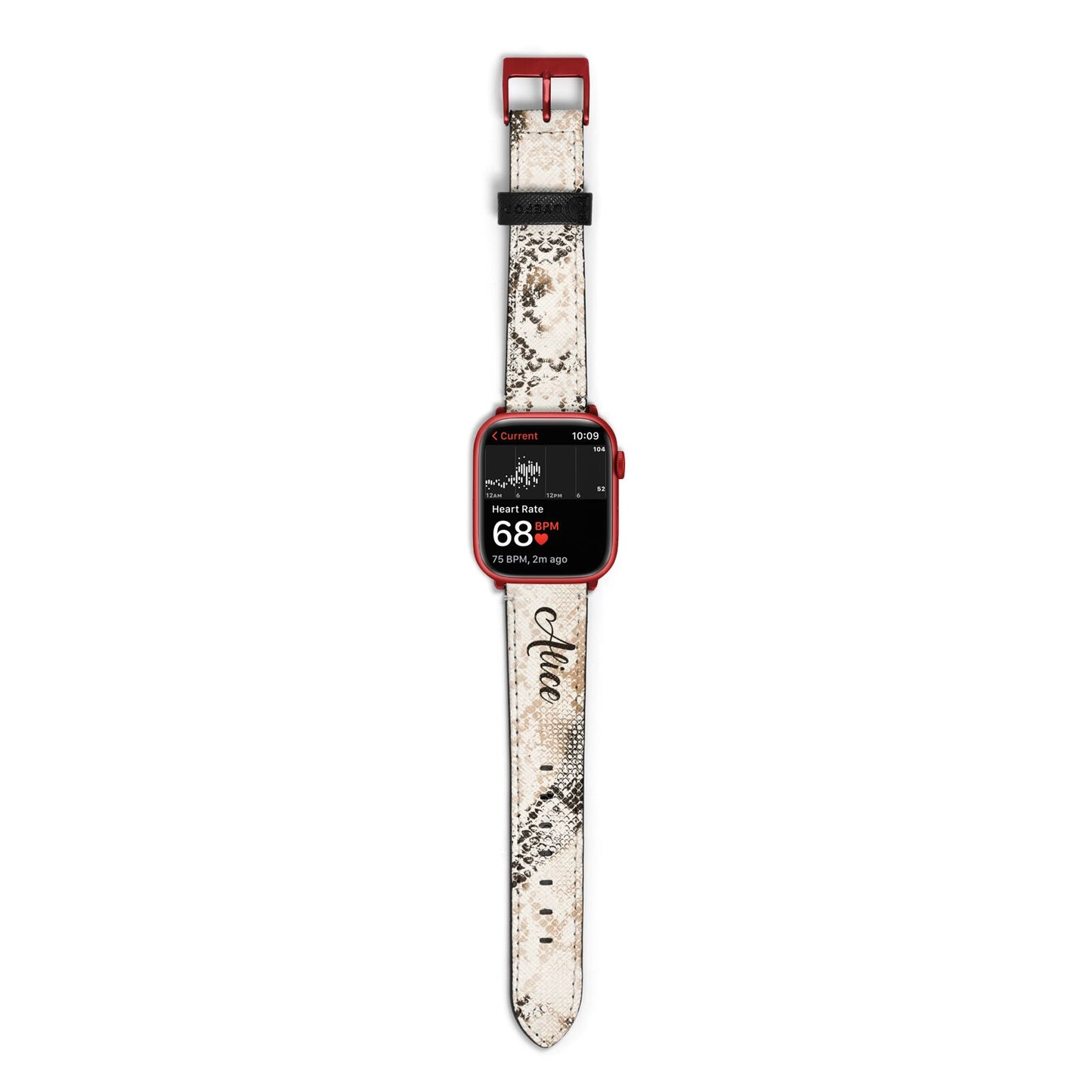 Custom Snakeskin Apple Watch Strap Size 38mm with Red Hardware