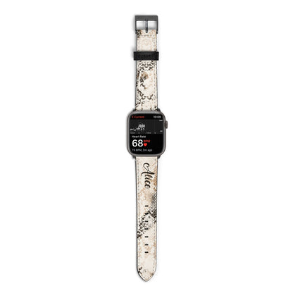 Custom Snakeskin Apple Watch Strap Size 38mm with Space Grey Hardware