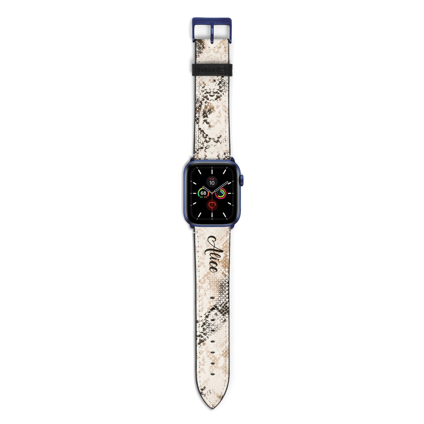 Custom Snakeskin Apple Watch Strap with Blue Hardware