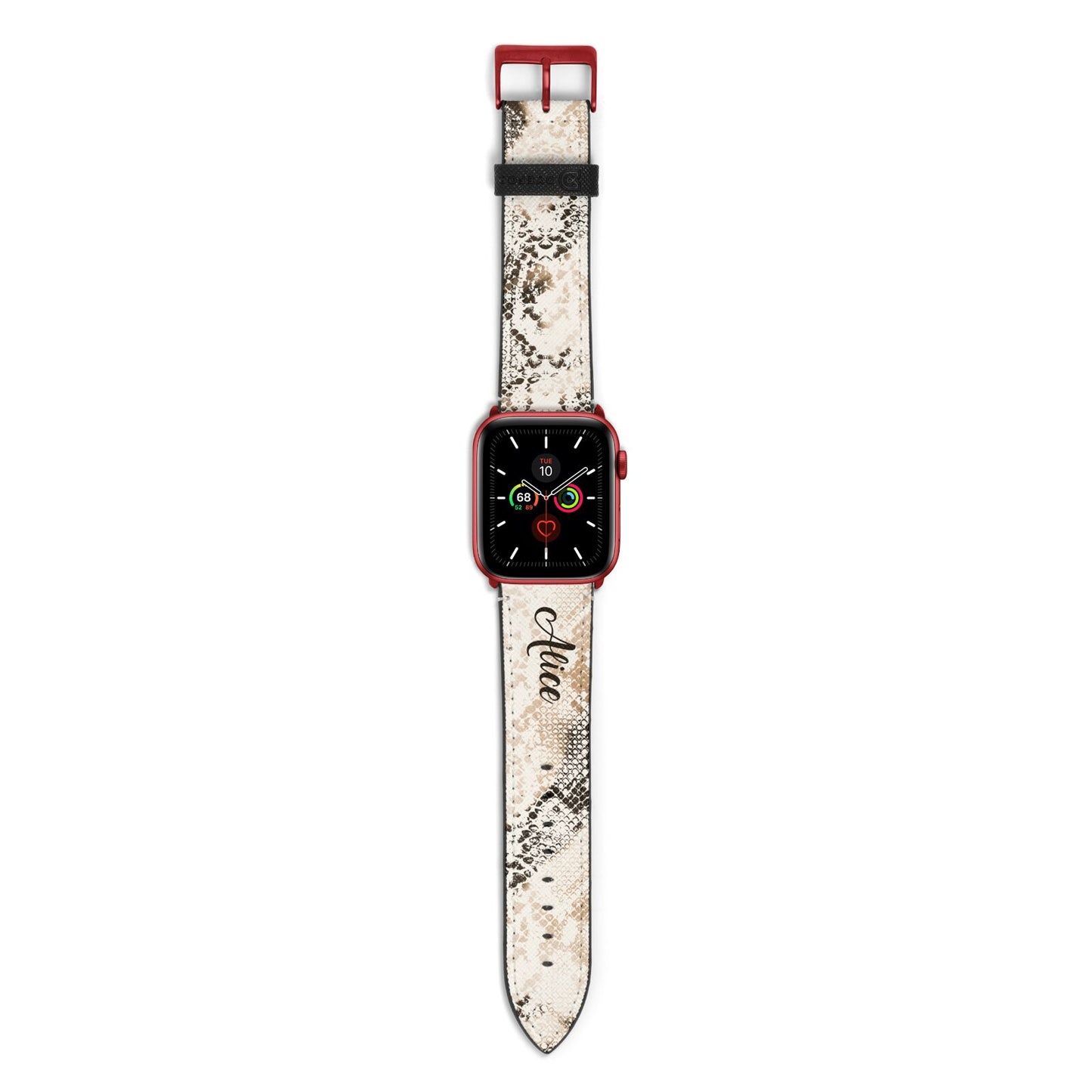Custom Snakeskin Apple Watch Strap with Red Hardware