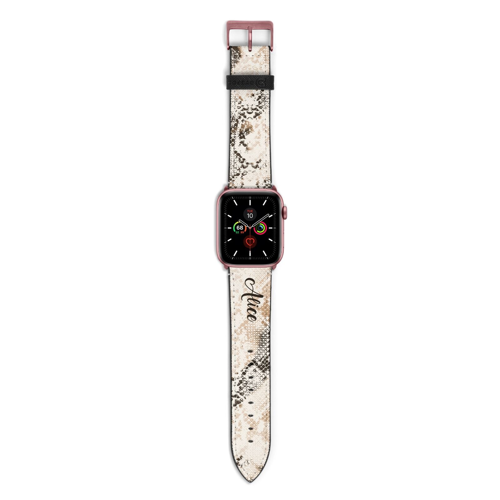 Custom Snakeskin Apple Watch Strap with Rose Gold Hardware