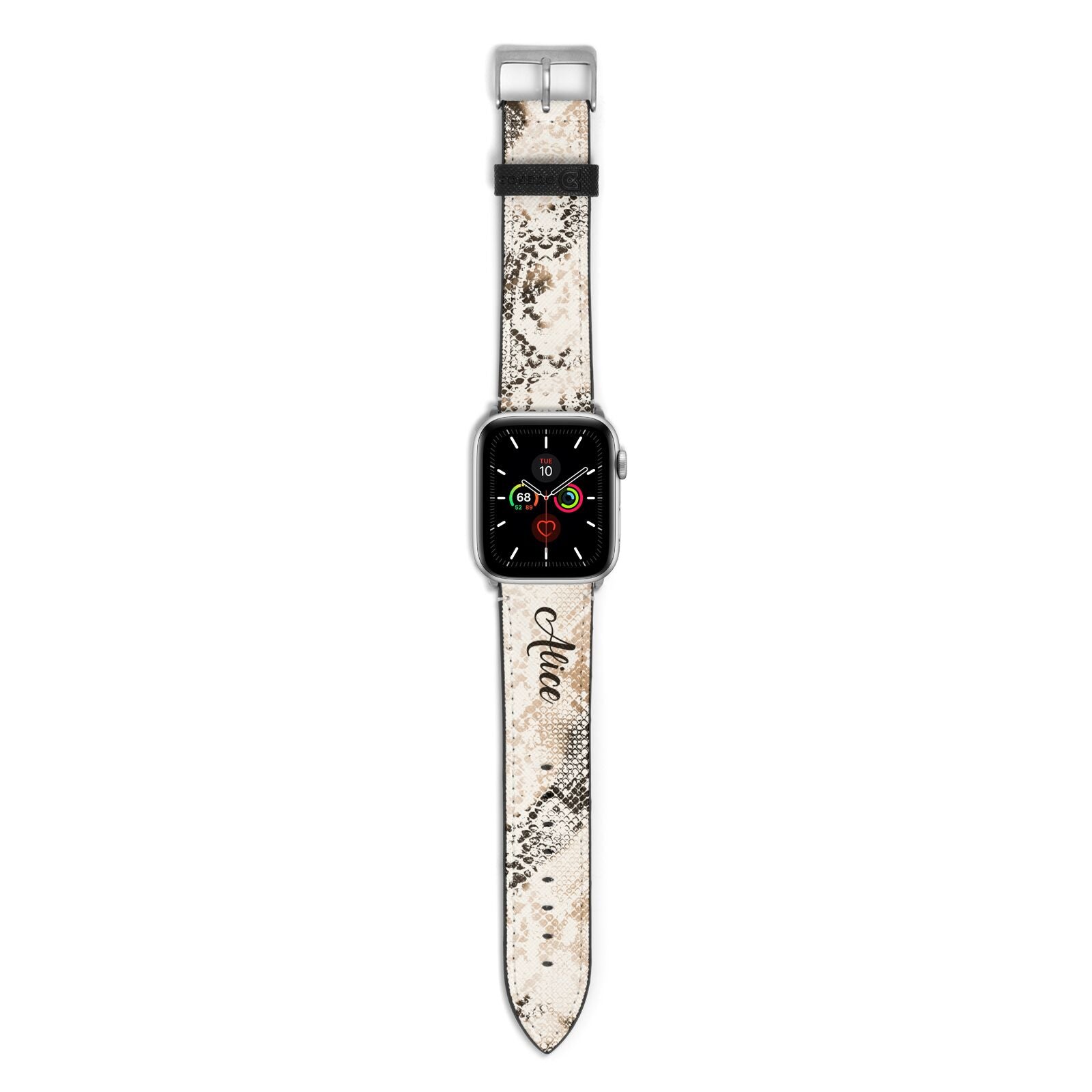 Custom Snakeskin Apple Watch Strap with Silver Hardware