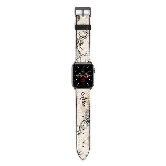 Custom Snakeskin Apple Watch Strap with Space Grey Hardware