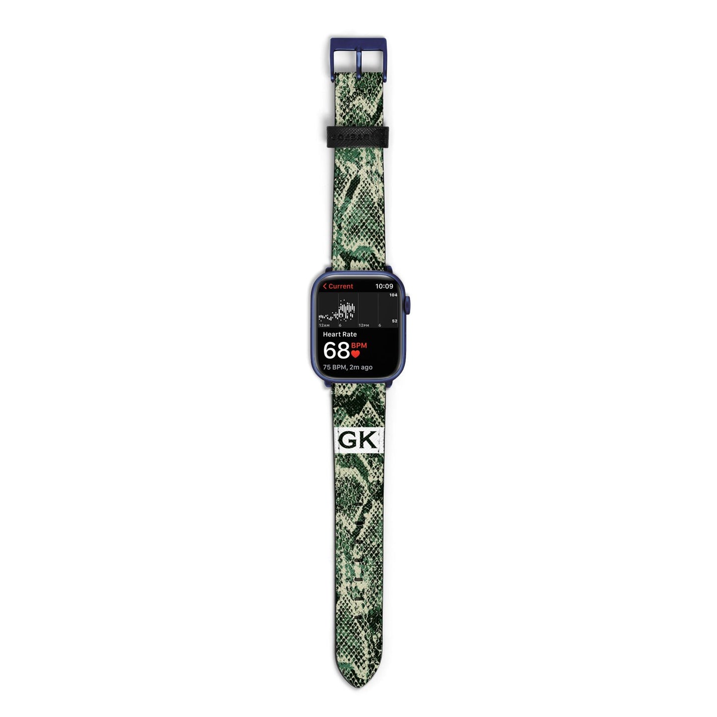 Custom Snakeskin Effect Apple Watch Strap Size 38mm with Blue Hardware