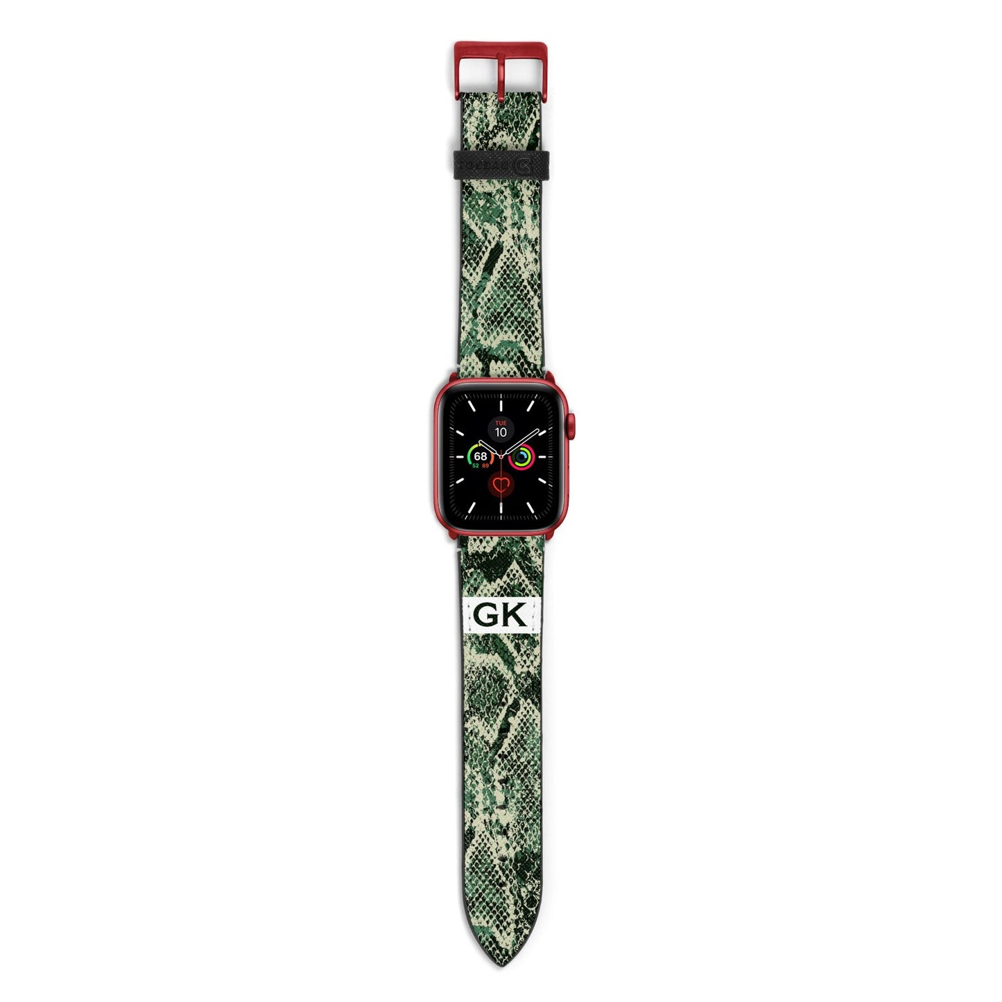 Custom Snakeskin Effect Apple Watch Strap with Red Hardware