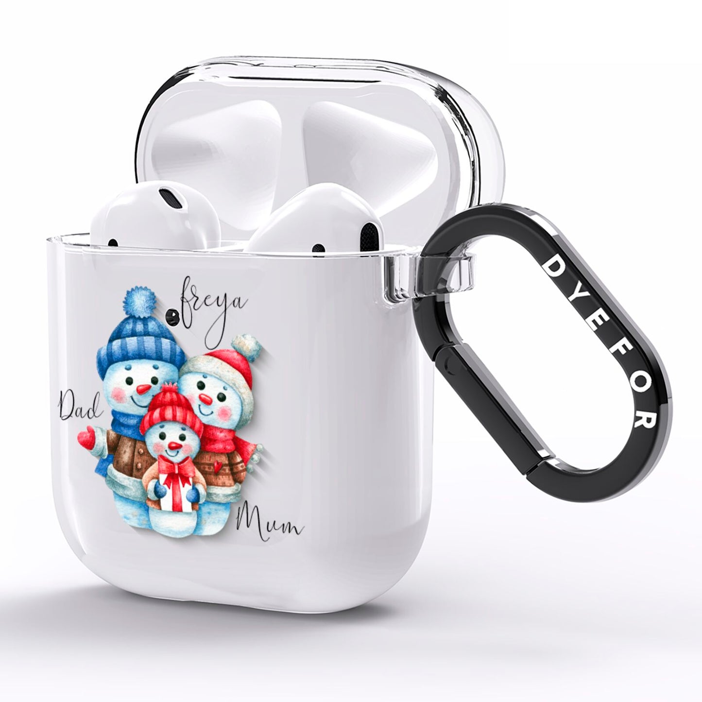 Custom Snowman Family AirPods Clear Case Side Image