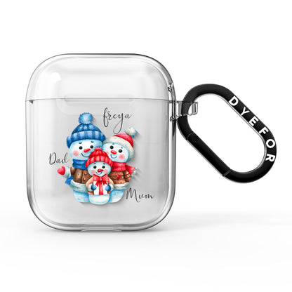 Custom Snowman Family AirPods Clear Case