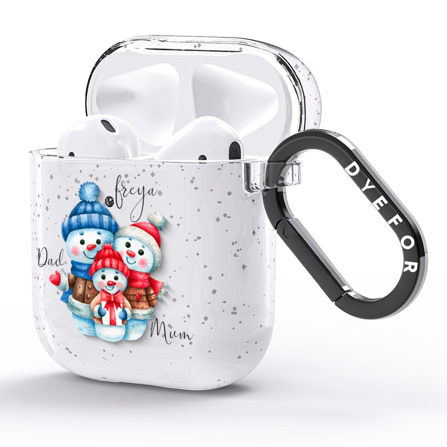 Custom Snowman Family AirPods Glitter Case Side Image
