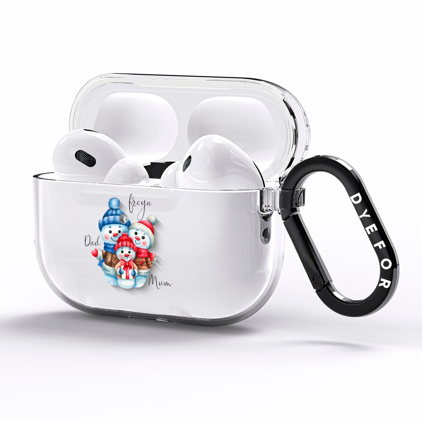 Custom Snowman Family AirPods Pro Clear Case Side Image