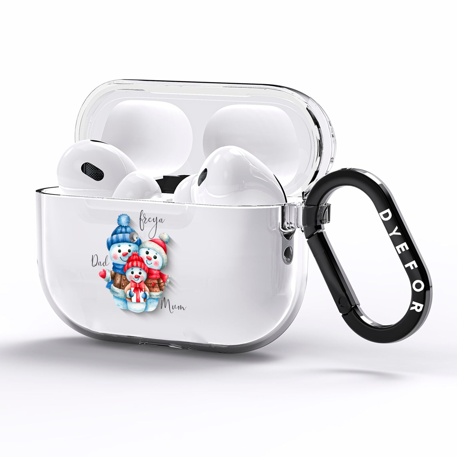 Custom Snowman Family AirPods Pro Clear Case Side Image