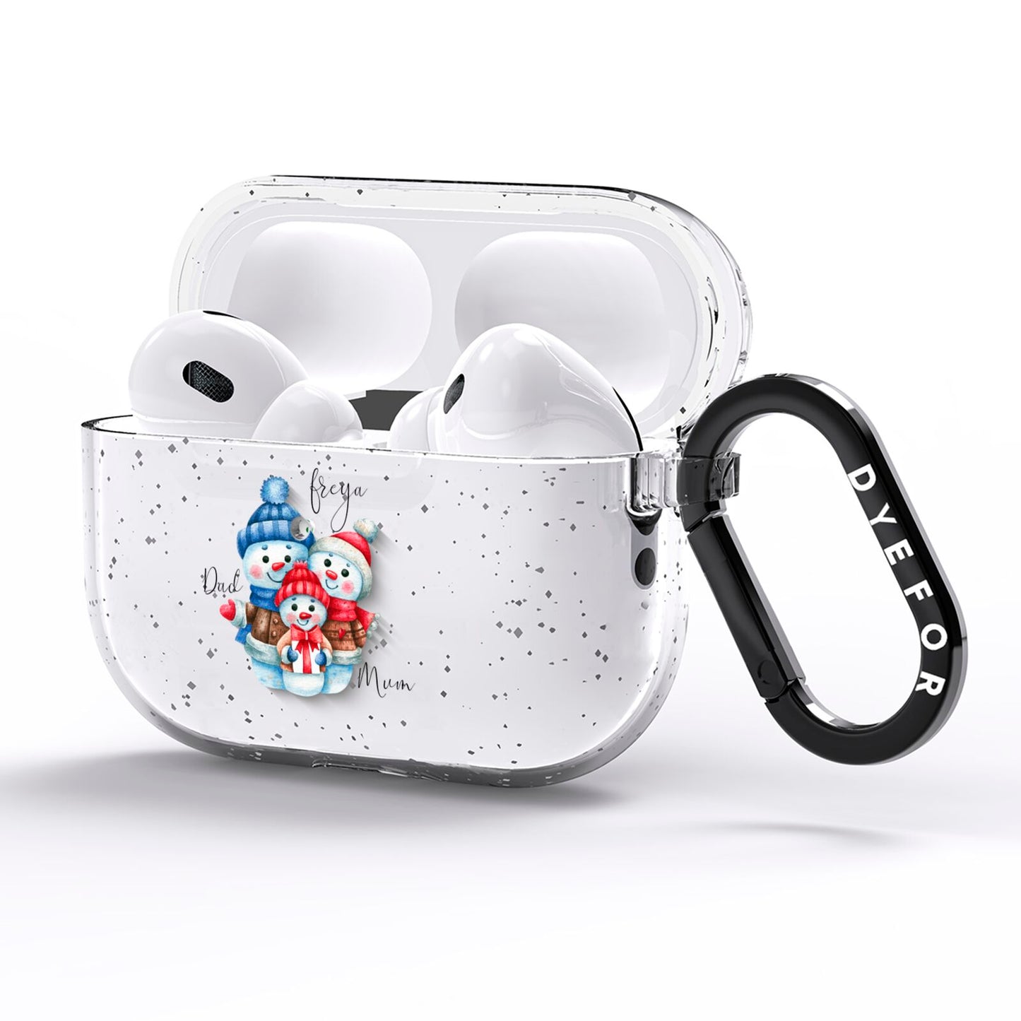 Custom Snowman Family AirPods Pro Glitter Case Side Image