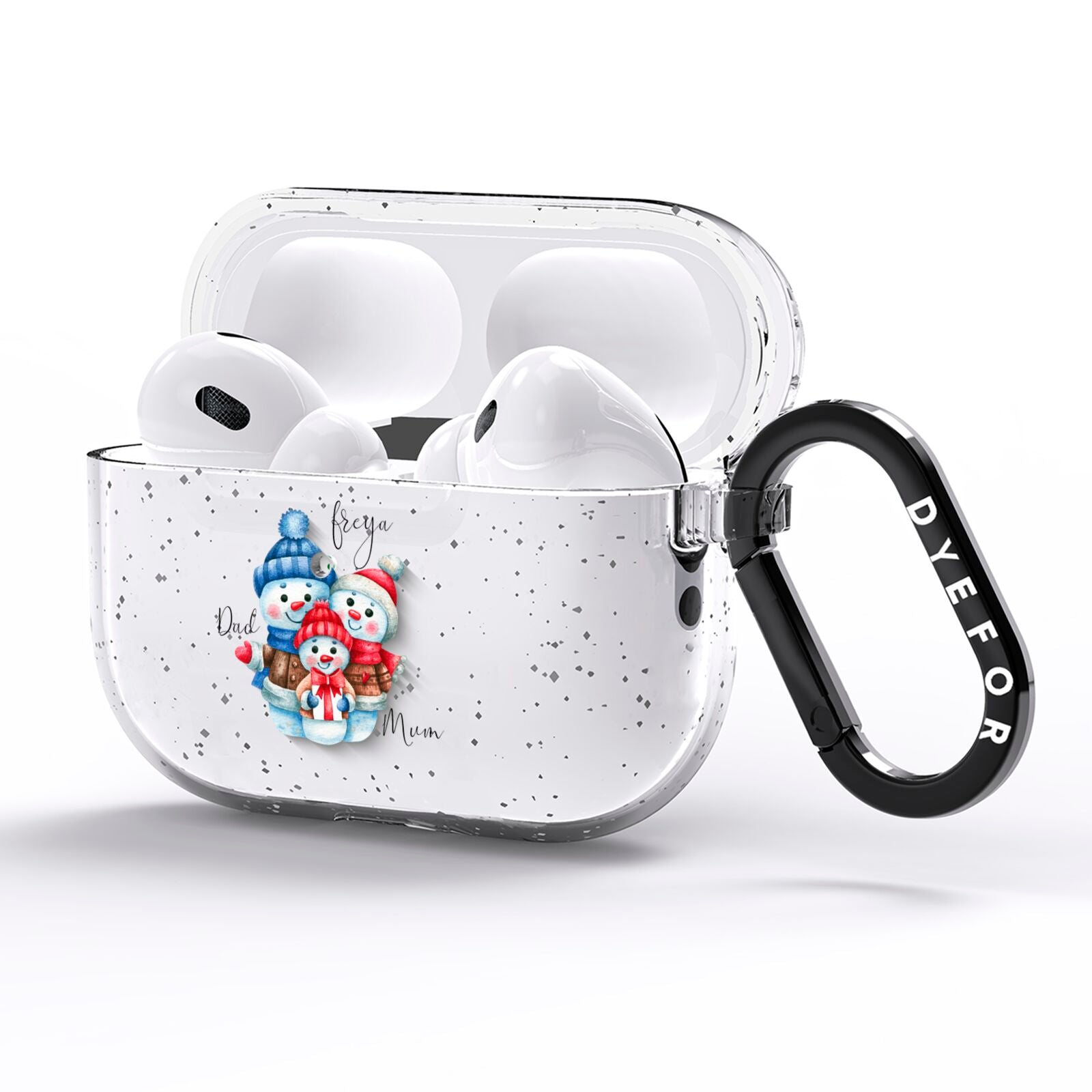 Custom Snowman Family AirPods Pro Glitter Case Side Image