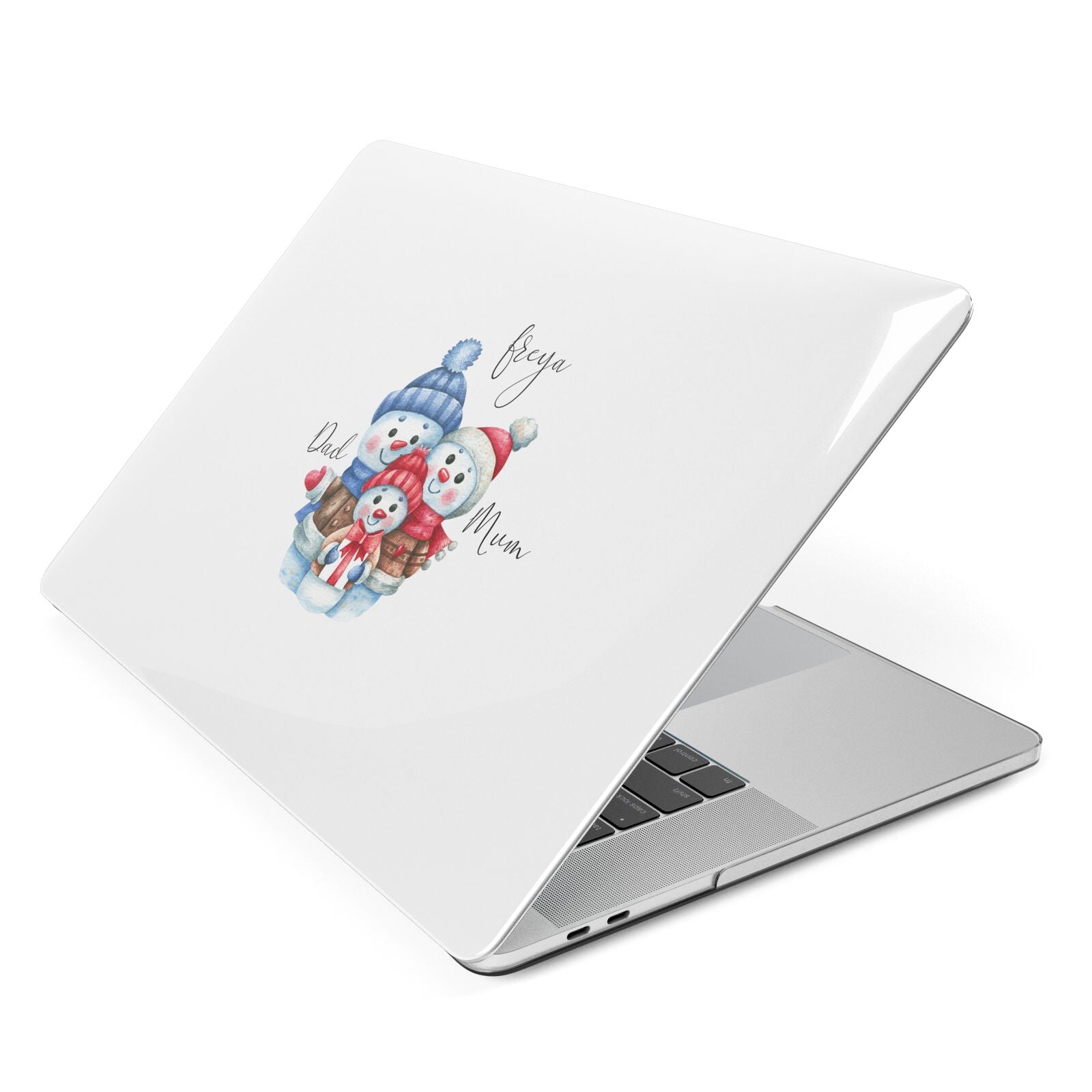 Custom Snowman Family Apple MacBook Case Side View