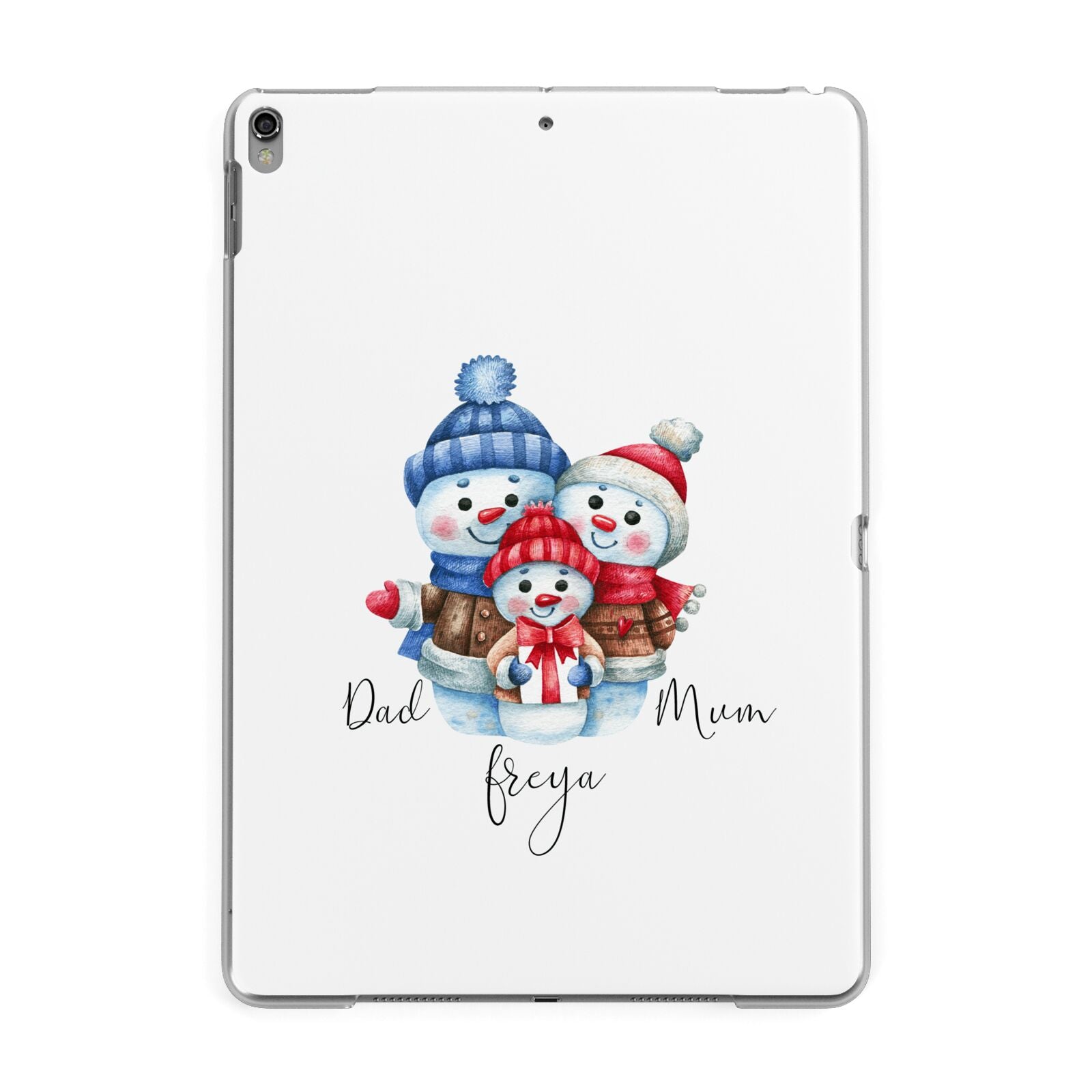 Custom Snowman Family Apple iPad Grey Case