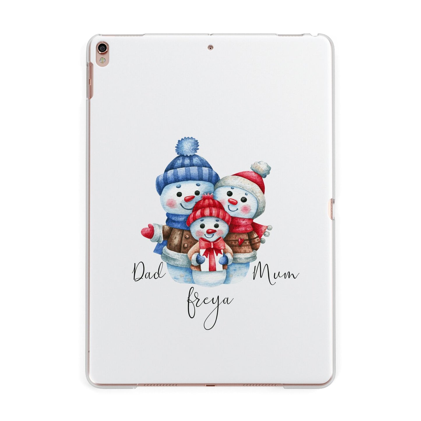 Custom Snowman Family Apple iPad Rose Gold Case