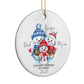 Custom Snowman Family Circle Decoration Side Angle
